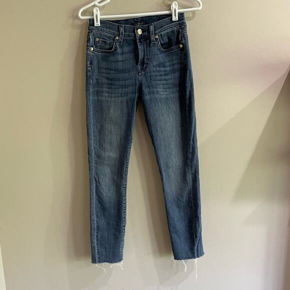 7 For All Mankind Blue Gwenevere Skinny Ankle Jeans - Picture 1 of 6